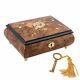 Floral Italian Hand Crafted Inlaid Wood Jewelry Music Box Plays Amazing Grace