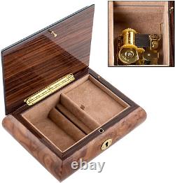 Floral Italian Hand Crafted Inlaid Wood Jewelry Music Box Plays Amazing Grace