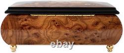Floral Italian Hand Crafted Inlaid Wood Jewelry Music Box Plays Somewhere in Tim