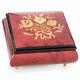 Floral Red Wine Italian Inlaid Wood Jewelry Music Box Plays Minuet Serenade