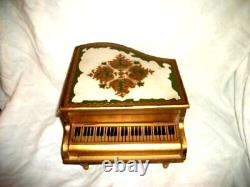 Florentine Italian Style Grand Piano Jewelry Music Box Japan Ballerina Wood 1960