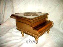 Florentine Italian Style Grand Piano Jewelry Music Box Japan Ballerina Wood 1960