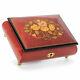 Flower Red Italian Hand Crafted Inlaid Wood Music Box Plays Clair De Lune