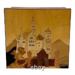 Fur Elise Castle Mountain Wood Music Box Trinket Jewelry Italy Lacquered