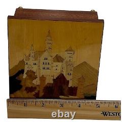 Fur Elise Castle Mountain Wood Music Box Trinket Jewelry Italy Lacquered