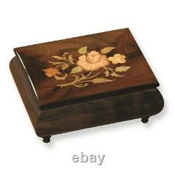 GM7521 Brown Floral Inlay Music Box