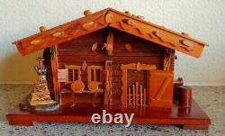 German Black Forest Wood Wind up BO Water wheel Butter churn music jewelry box