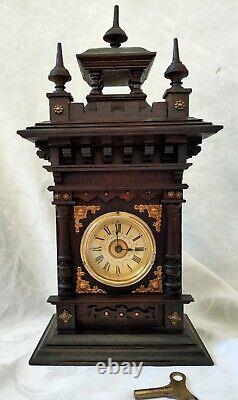 German antique mantel clock with music box