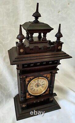 German antique mantel clock with music box