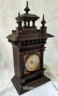 German antique mantel clock with music box