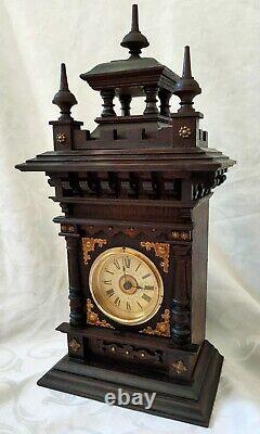 German antique mantel clock with music box