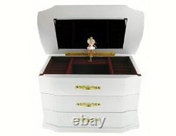 Giant Jewelry Box Music Box Eco Wood White And Ballerina Melody For Elisa 25120