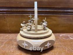 Glasser Handmade in Germany 6 Wood Music Box with Angels Playing Sweet Bells