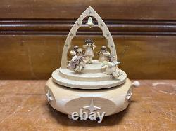 Glasser Handmade in Germany 6 Wood Music Box with Angels Playing Sweet Bells