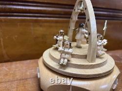 Glasser Handmade in Germany 6 Wood Music Box with Angels Playing Sweet Bells