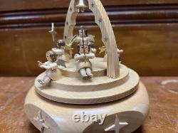 Glasser Handmade in Germany 6 Wood Music Box with Angels Playing Sweet Bells