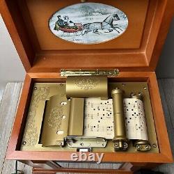 Gold Label Music In Motion Wood Music Box 15 Christmas Carols TESTED