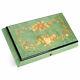 Green Floral Design Italian Inlaid Wood Musical Jewelry Box Plays Greensleeves