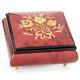 Haelo Floral Red Wine Italian Inlaid Wood Jewelry Music Box Plays Minuet Sere