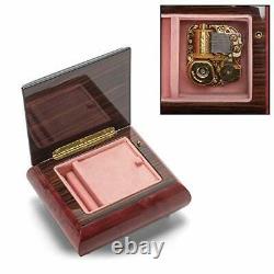 Haelo Floral Red Wine Italian Inlaid Wood Jewelry Music Box Plays Minuet Sere