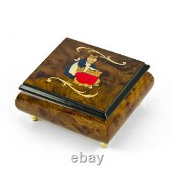 Handcrafted 18 Note Wood Tone Beatrix Potter Music Box with Momma withBabies Inlay