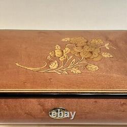 Handcrafted Italian Sorrento Floral Inlaid Wooden 18 Note Jewelry Music Box