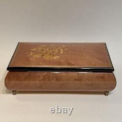 Handcrafted Italian Sorrento Floral Inlaid Wooden 18 Note Jewelry Music Box