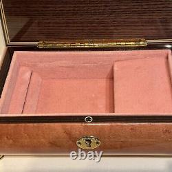 Handcrafted Italian Sorrento Floral Inlaid Wooden 18 Note Jewelry Music Box