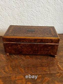 Handcrafted Swiss Burl Wood Music Jewelry Box