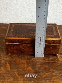 Handcrafted Swiss Burl Wood Music Jewelry Box