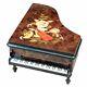 Handcrafted Wooden Elm Burl Musical Piano Jewellery Box With Marquetry Inlay