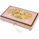 Handcrafted Wooden Pink Maple Burl Musical Jewellery Box With Marquetry Inlay