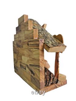 Handmade Olive Wood Nativity Music Box Holy Family from Bethlehem