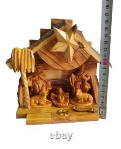 Handmade Olive Wood Nativity Music Box Holy Family from Bethlehem