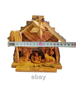 Handmade Olive Wood Nativity Music Box Holy Family from Bethlehem
