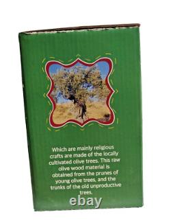 Handmade Olive Wood Nativity Music Box Holy Family from Bethlehem