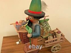 Handmade Wood European Street Vendor With Music Box 9.5 Tall