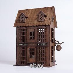 Harry Potter wand shop with lamp and music box, natural wood