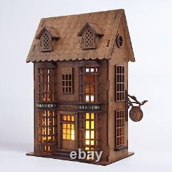 Harry Potter wand shop with lamp and music box, natural wood