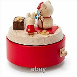 Hello Kitty Wooden Music Box Sanrio Lucky Cat Maneki-neko Figure characters move