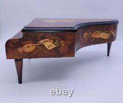 Huge 14.5 Reuge Wood Inlaid Grand Piano Music Box 72 Note Movement EXC++