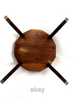 ITALIAN MARQUETRY MUSICAL TABLE Dodecagonal With Wind-Up Music Box Vintage