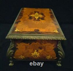 Inlaid Floral Wood Music Jewelry Box Reuge Sainte Croix CH 3/75 Operas Swiss