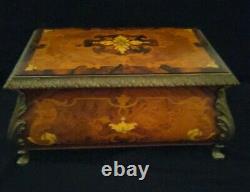 Inlaid Floral Wood Music Jewelry Box Reuge Sainte Croix CH 3/75 Operas Swiss