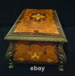 Inlaid Floral Wood Music Jewelry Box Reuge Sainte Croix CH 3/75 Operas Swiss