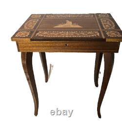 Inlay Wood Music Box Table Jewelry Sewing Storage Vintage Little Mermaid Denmark