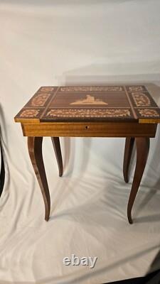 Inlay Wood Music Box Table Jewelry Sewing Storage Vintage Little Mermaid Denmark