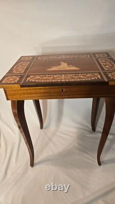 Inlay Wood Music Box Table Jewelry Sewing Storage Vintage Little Mermaid Denmark