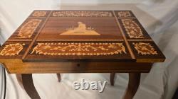 Inlay Wood Music Box Table Jewelry Sewing Storage Vintage Little Mermaid Denmark