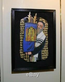 Irwin Brown Rabbi Torah Judaica Collage Wood Wall Sculpture Music Box Jewish Art